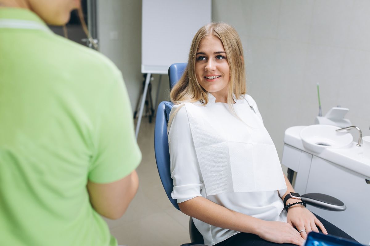 Patient discussing cosmetic dental treatment options.